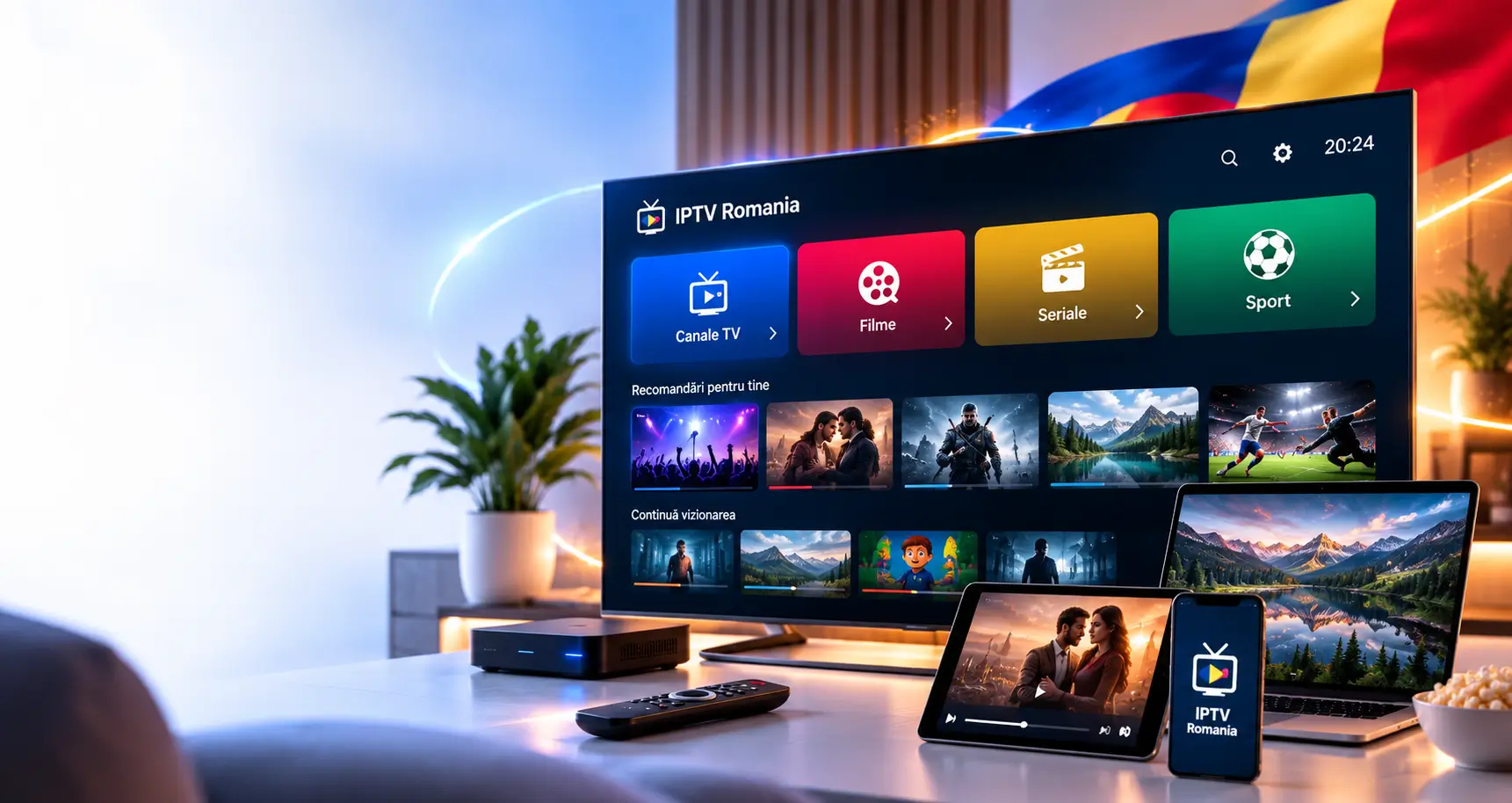 IPTV Romania pe Smart TV, laptop, tabletă și telefon cu filme, seriale și sport